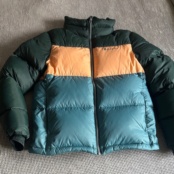 Cotopaxi Solazo Orange and Teal Down Puffer Jacket - Picture 4 of 12
